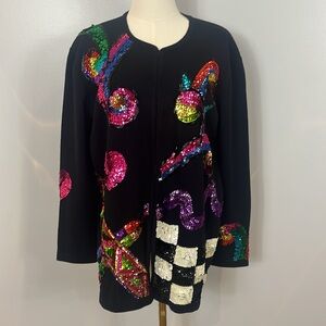 DL Mckelvey Vintage Sequined Black Sweater